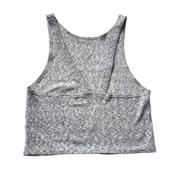 TopShop Crop Ribbed Tank Top Blue Cream Size 8 - Picture 2 of 6